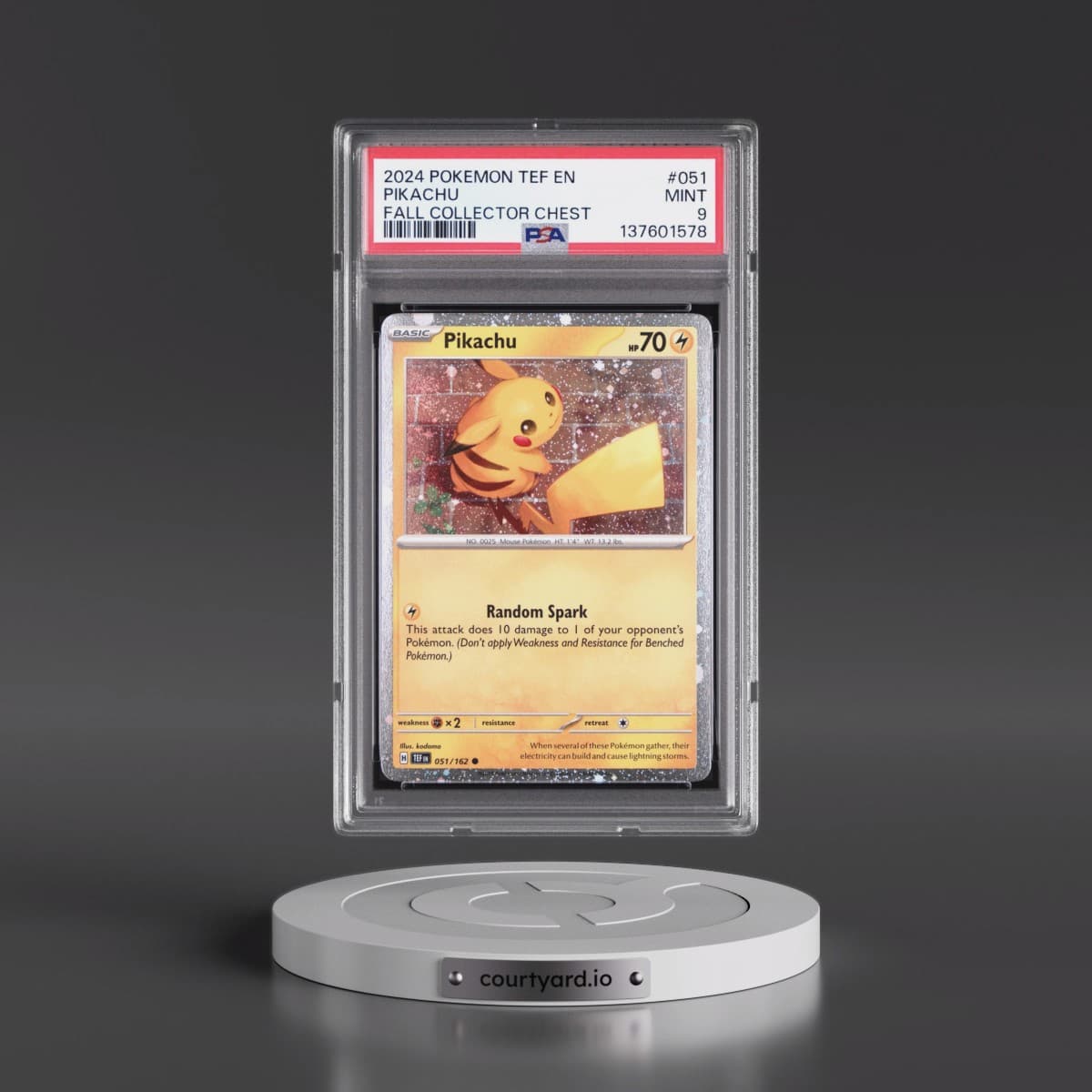 2024 Pokémon Tef EN-Temporal Forces #051 Pikachu - Fall Collector Chest (PSA 9 MINT)
