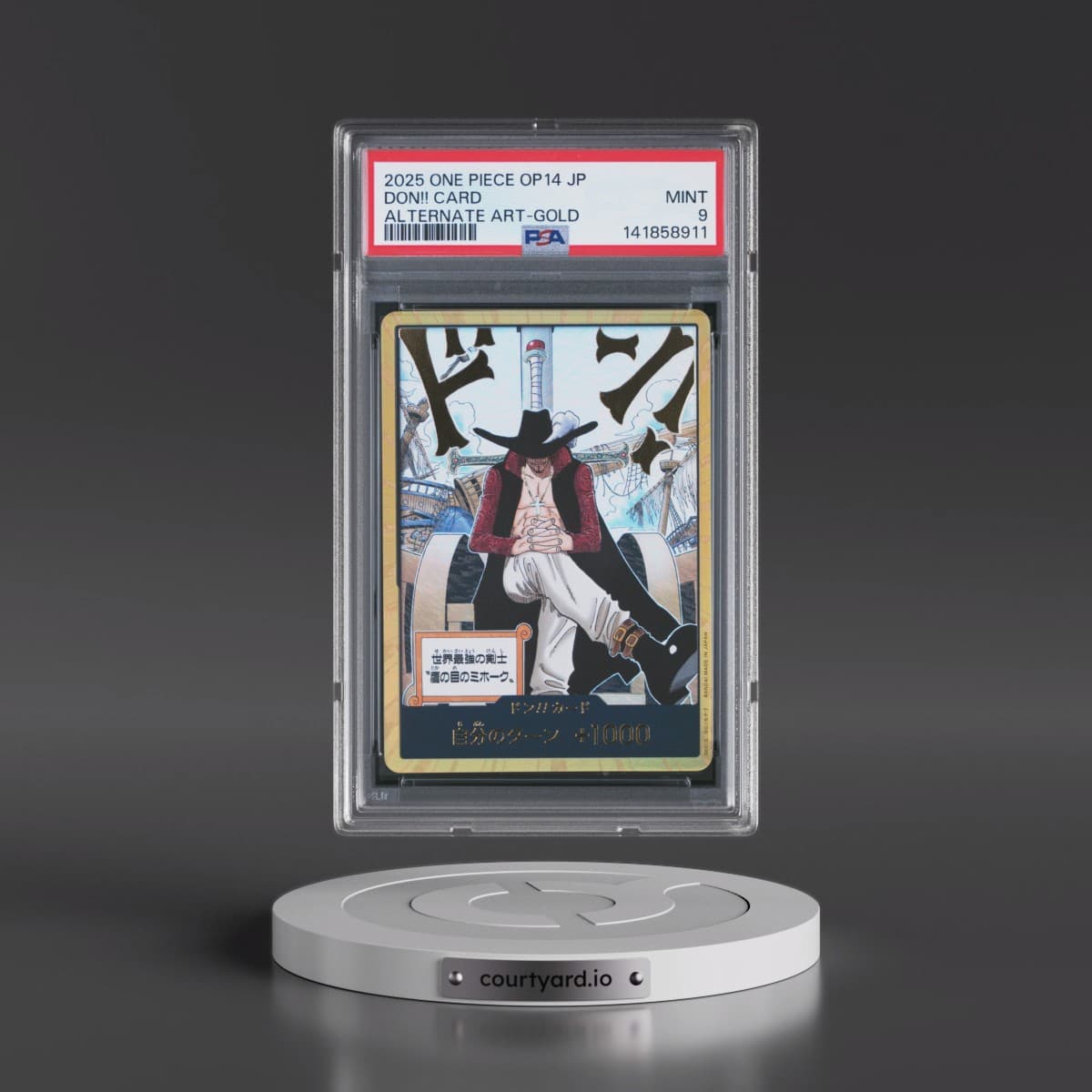 2025 One Piece Japanese OP14-the Azure Sea's Seven Don!! Card - Alternate Art-Gold (PSA 9 MINT)