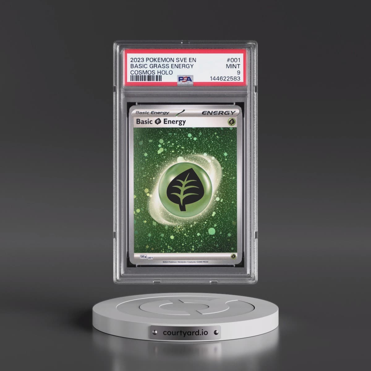2023 Pokémon Sve EN-Basic Energies #001 Basic Grass Energy - Cosmos Holo (PSA 9 MINT)