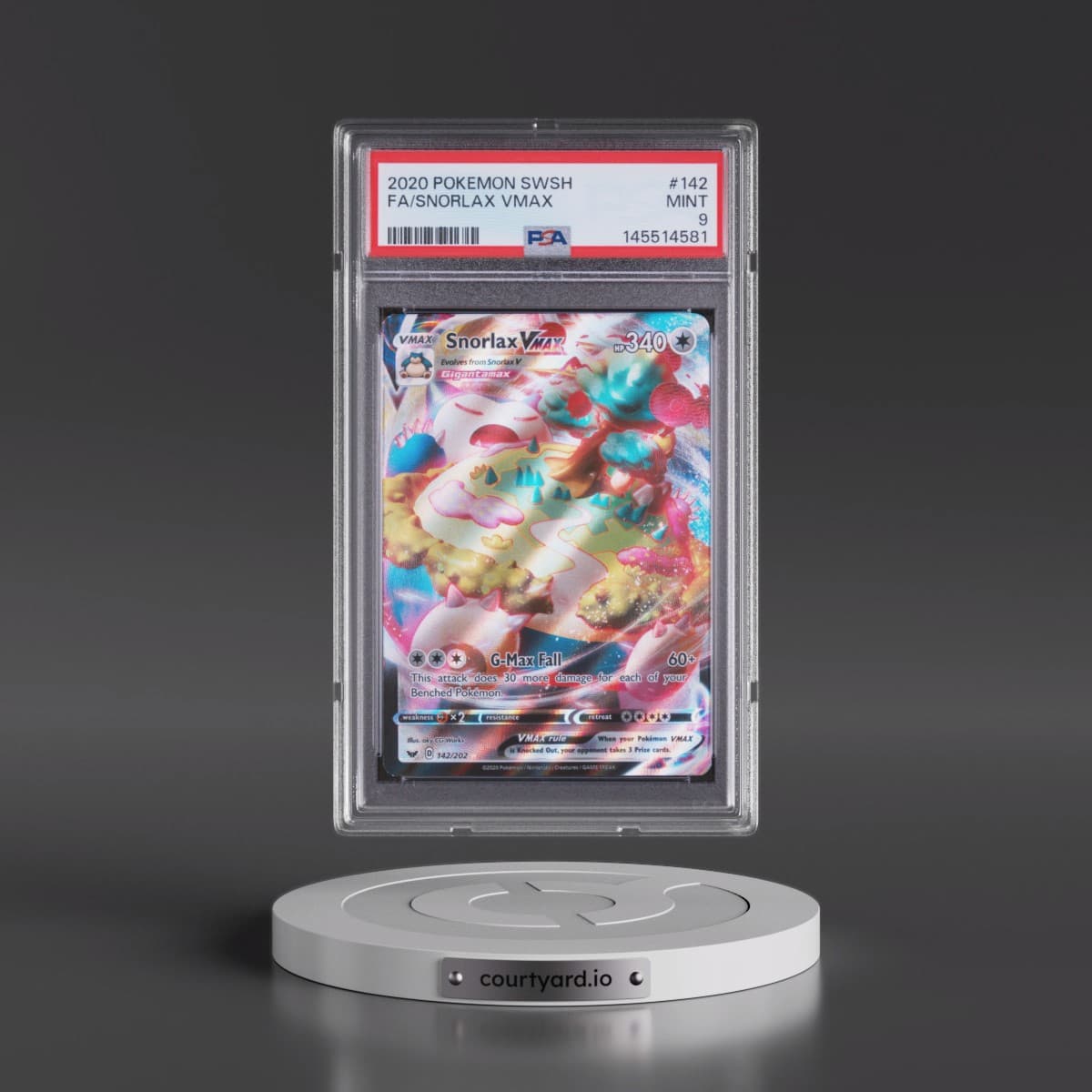 2020 Pokémon Sword & Shield #142 Snorlax Vmax - Full Art (PSA 9 MINT)