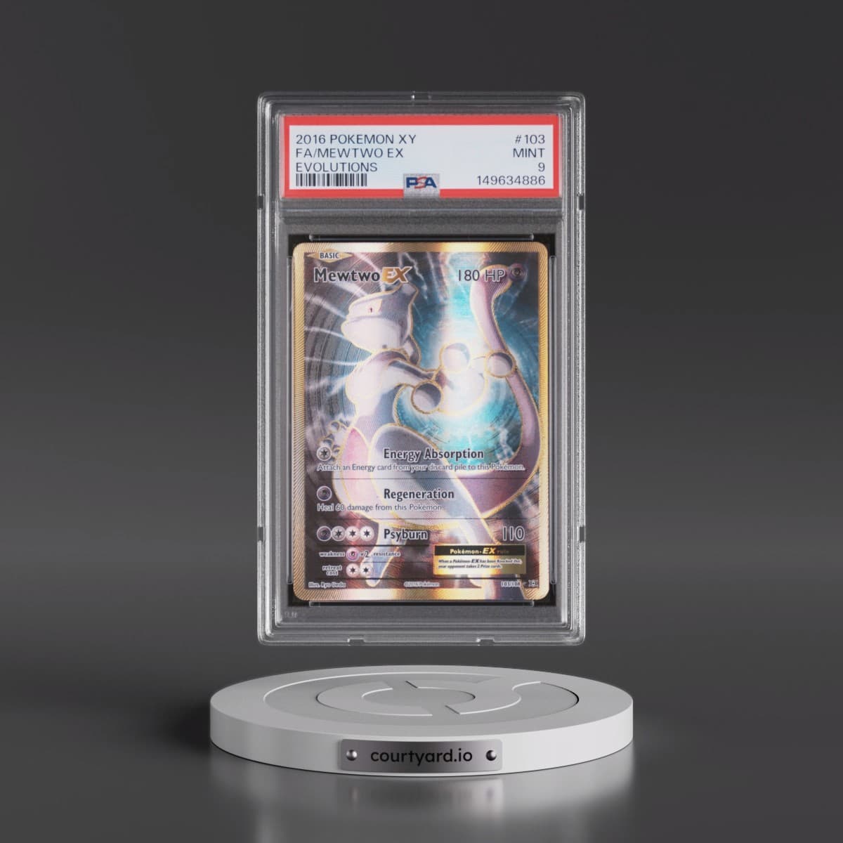 2016 Pokémon XY Evolutions #103 Mewtwo EX - Holo Full Art (PSA 9 MINT)
