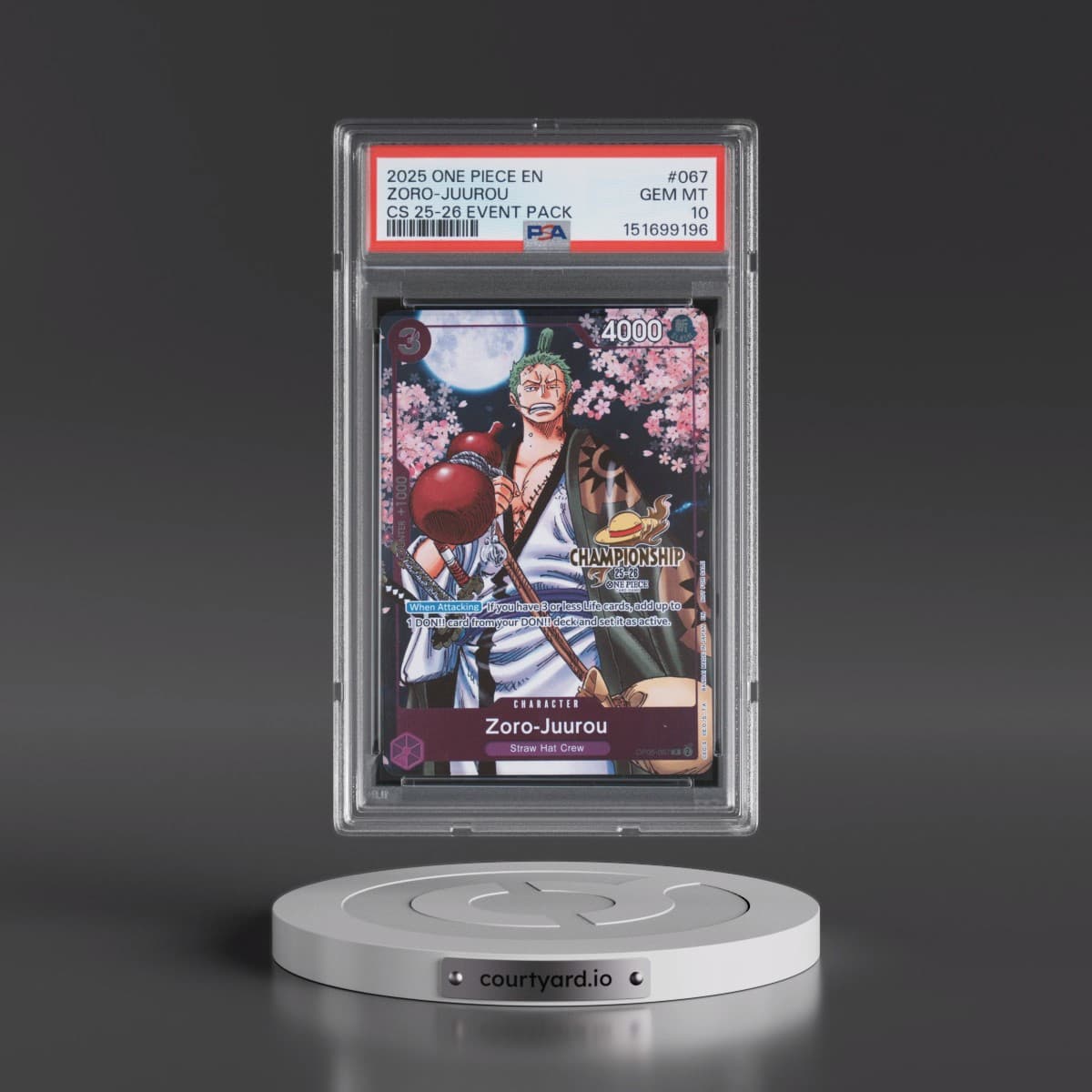 2025 One Piece Championship 2025-26 Event Pack #067 Zoro-Juurou (PSA 10 GEM MINT)