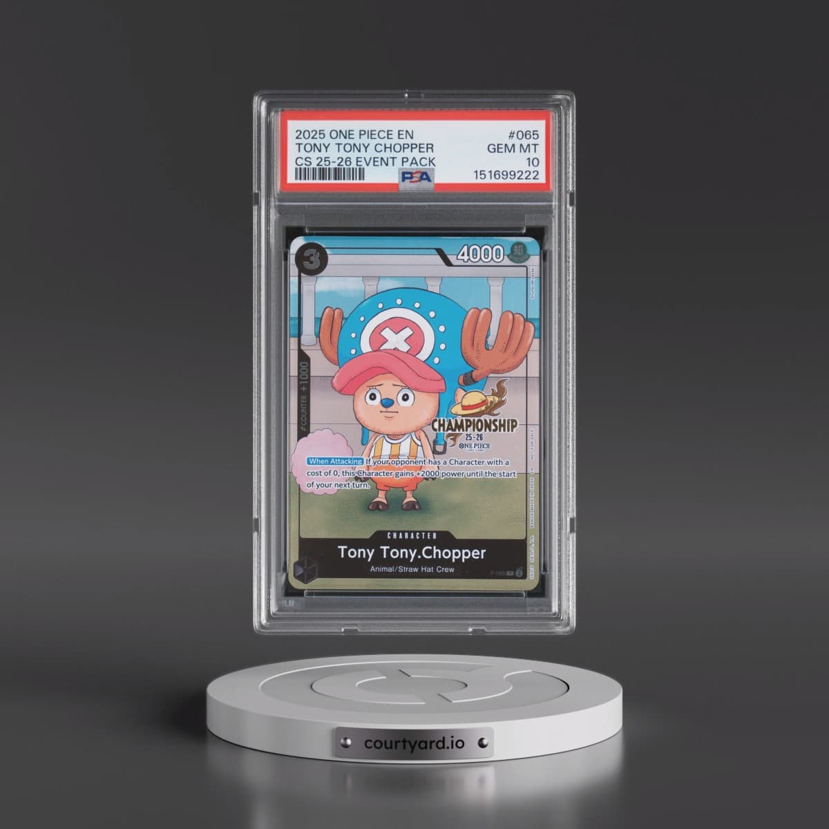 2025 One Piece Championship 2025-26 Event Pack #065 Tony Tony Chopper (PSA 10 GEM MINT)