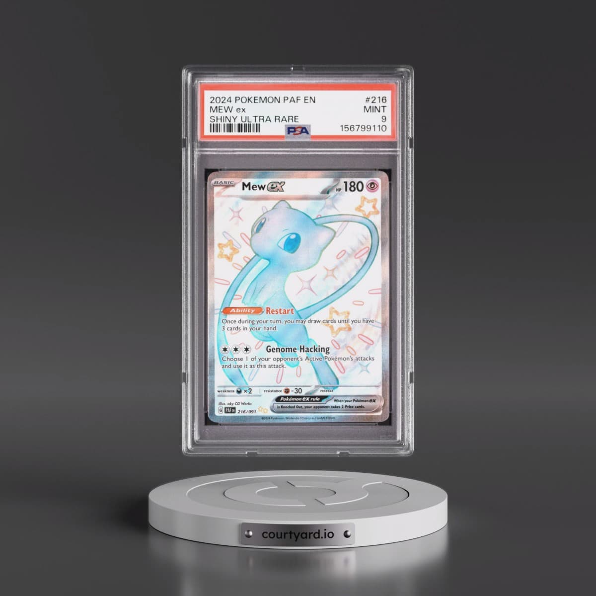 2024 Pokémon Paf EN-Paldean Fates #216 Mew EX - Holo Shiny Ultra Rare (PSA 9 MINT)