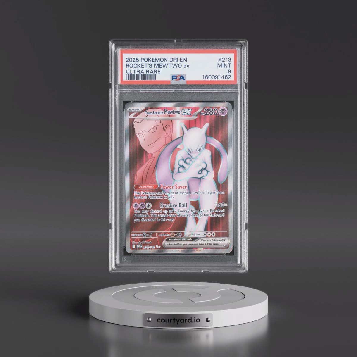 2025 Pokémon Dri EN-Destined Rivals #213 Team Rocket's Mewtwo EX - Holo Ultra Rare (PSA 9 MINT)