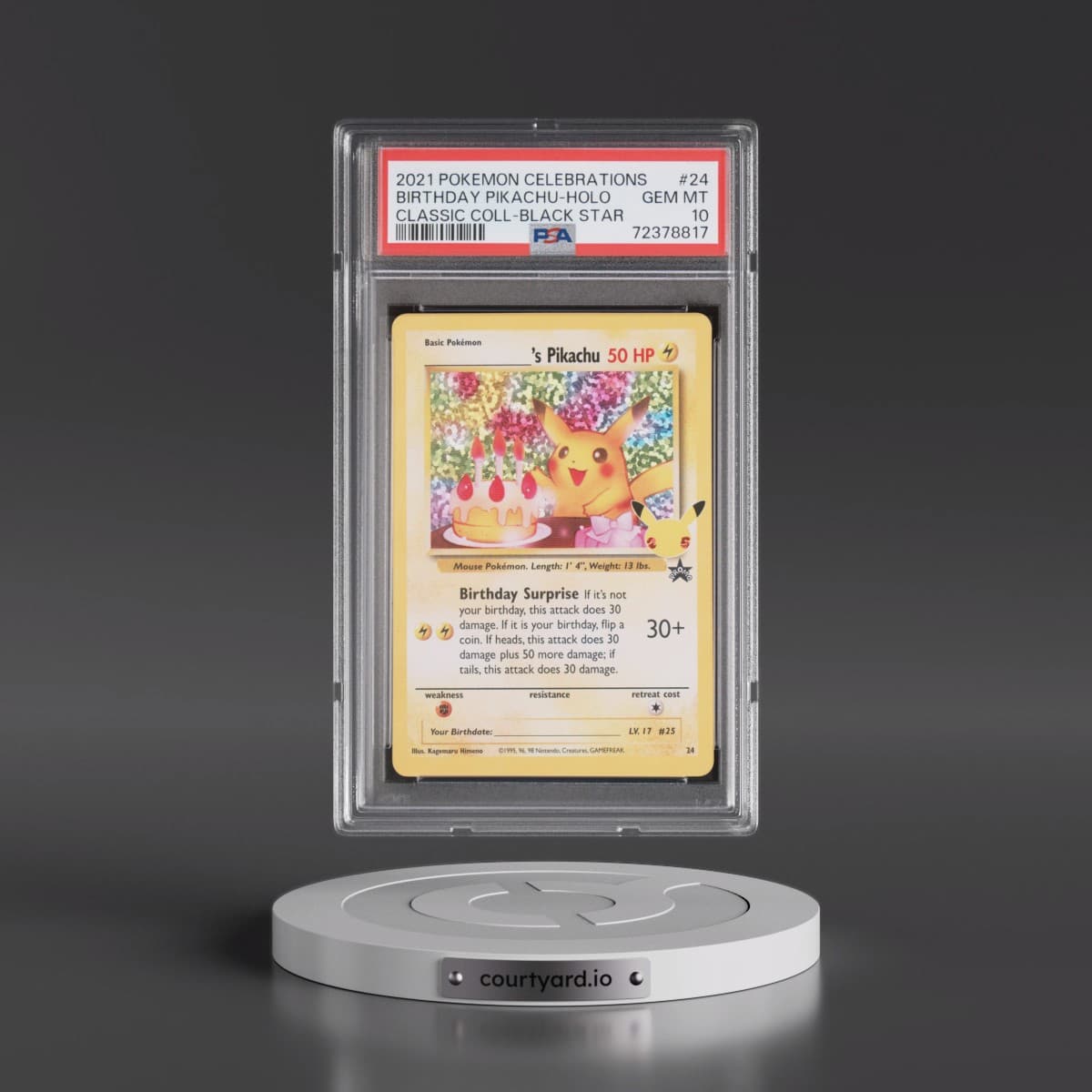 2021 Pokémon Celebrations Classic Collection #24 Birthday Pikachu - Holo (PSA 10 GEM MINT)