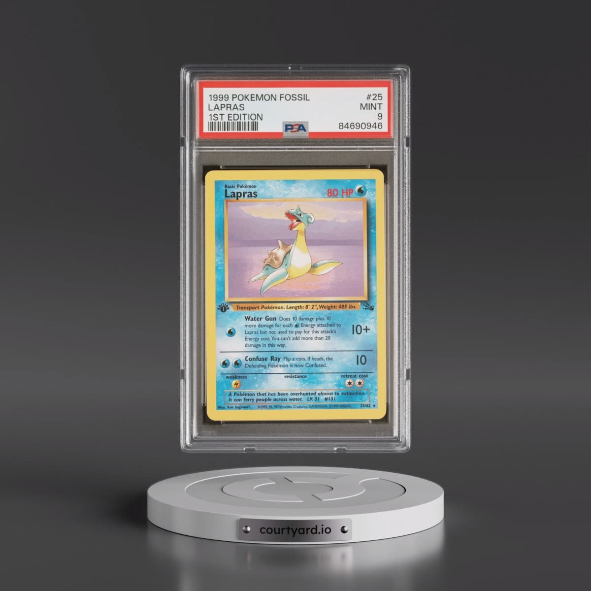 1999 Pokémon Fossil #25 Lapras - 1st Edition (PSA 9 MINT)